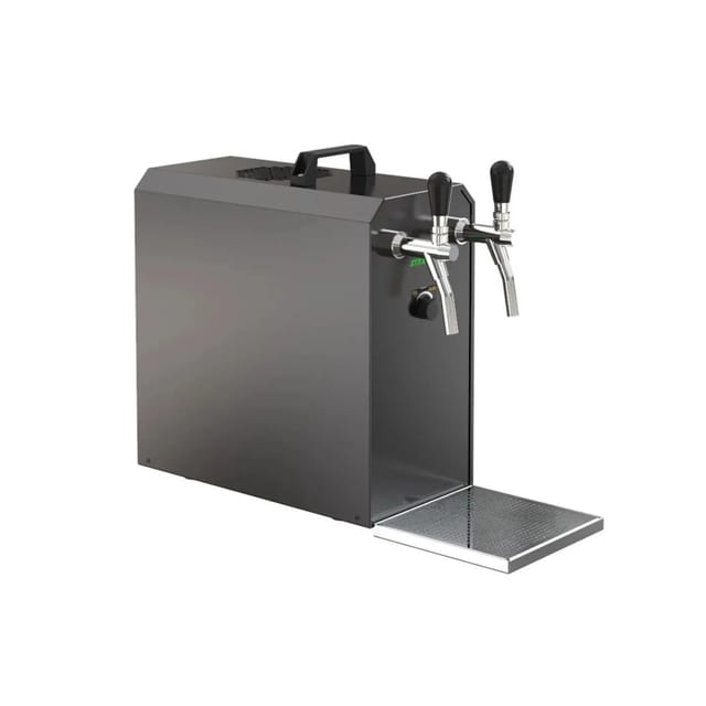 Zapfanlage, Bierzapfanlage Stream 50k Mit Luftpumpe Bierkoffer, Durchlaufkühler 2-leitig Trockenkühler, Bis Zu 55 Liter/h - Black Edition