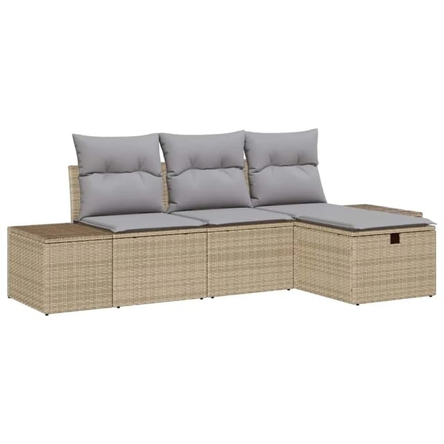 Garten-sofa-set 4 Pcs Beige 55 X 62 X 69 Cm Poly Rattan Vidaxl
