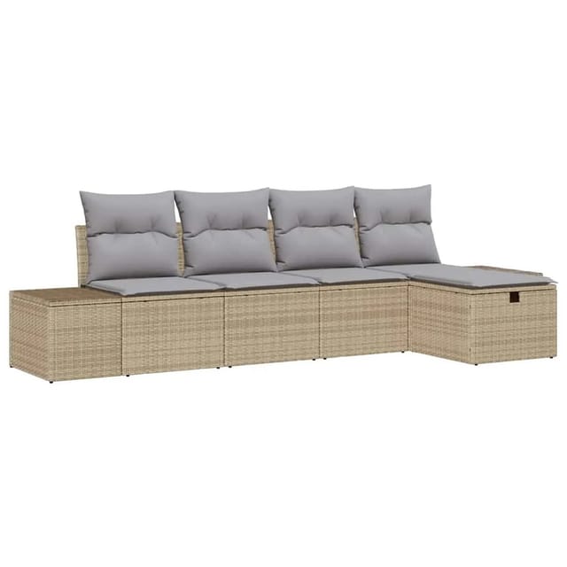Garten-sofa-set 5 Pcs Beige 55 X 62 X 69 Cm Poly Rattan Vidaxl
