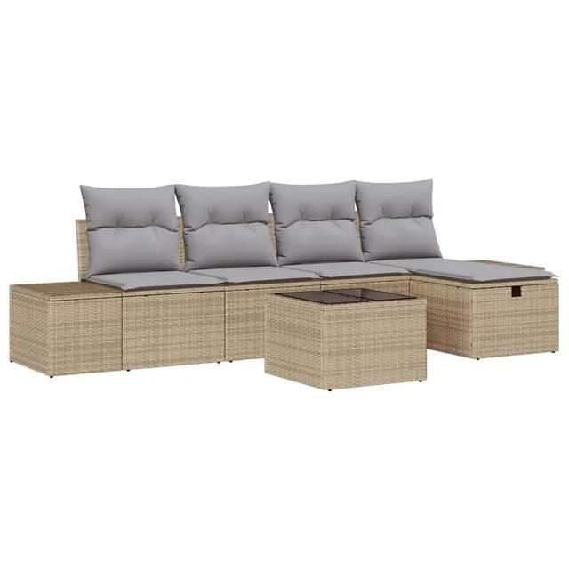 Garten-sofa-set 6 Pcs Beige 55 X 62 X 69 Cm Poly Rattan Vidaxl