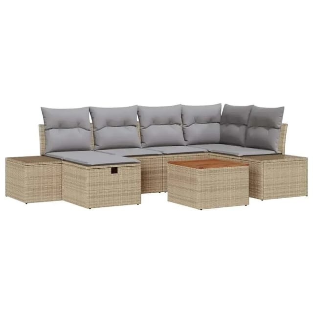 Garten-sofa-set 7-teiliges Set Beige Und Grau - Vidaxl