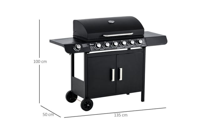 Outsunny Grill, Grillfläche: 73,5L x 36B cm, schwarz