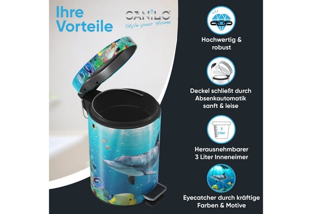 Sanilo Kosmetikeimer »Delphin Korallen«, 3,0L, Blau, Rund