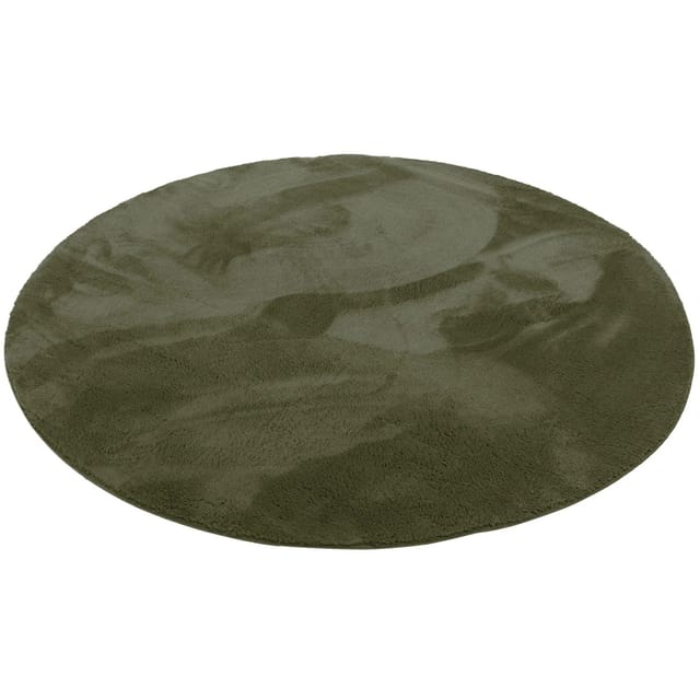 Pergamon Luxus Super Soft Fellteppich Pearl Tannengrün 160cm Rund