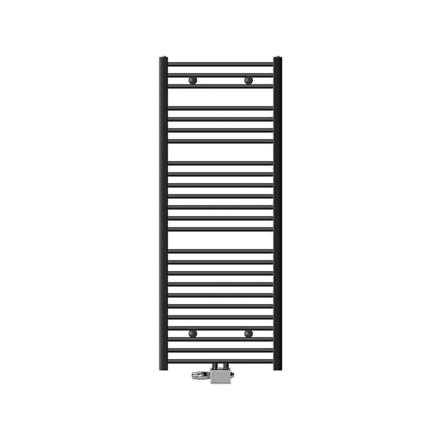 LuxeBath Badheizkörper 600x1500 mm Anthrazit Gerade Thermostat Universal Eck