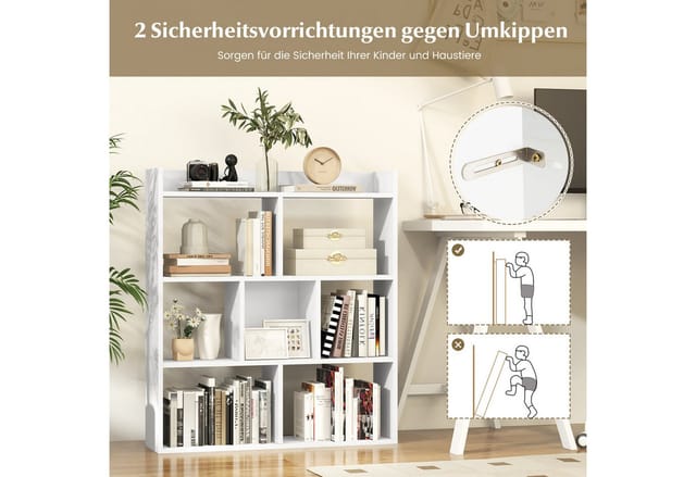 Costway Bücherregal 7 Fächern Würfelregal 80 x 20 x 90 cm Weiß