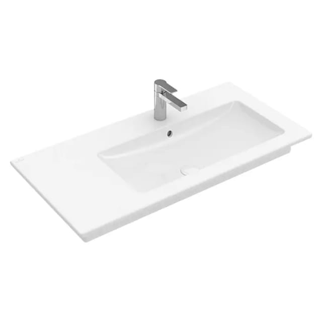 V&B Möbelwaschtisch VENTICELLO 100x50cm, m HL, m ÜL, re, weiß C-plus