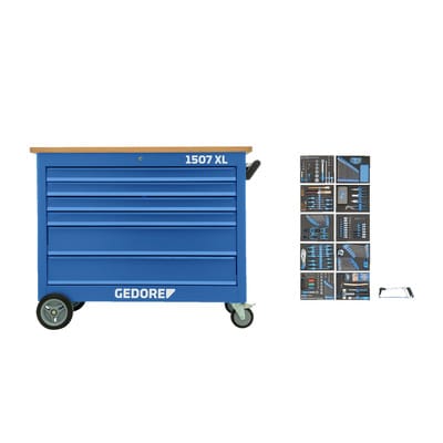 Gedore Rollwerkbank mit Werkzeug-Sortiment 308tlg