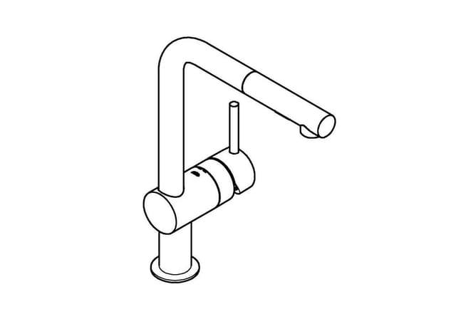 Grohe Spültisch-Einhebelmischer Minta 1/2", L-Ausl., ausz Dual-Br., h gra geb.