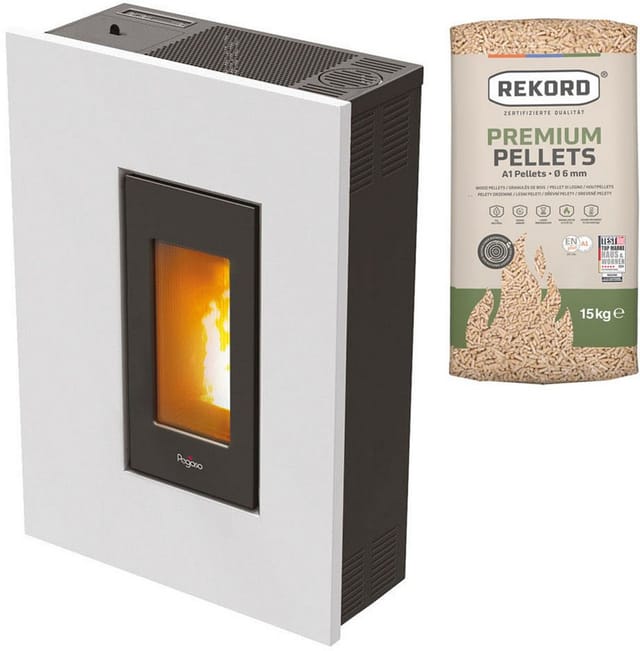 Pegaso Pelletofen 'Madison 5' Stahl weiß 2,5 - 5,2 kW