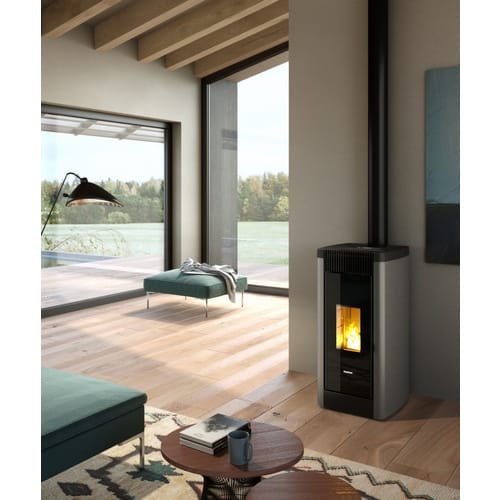 Freepoint Pelletofen 'Steel 9' Stahl titanium 2,5 - 8,5 kW