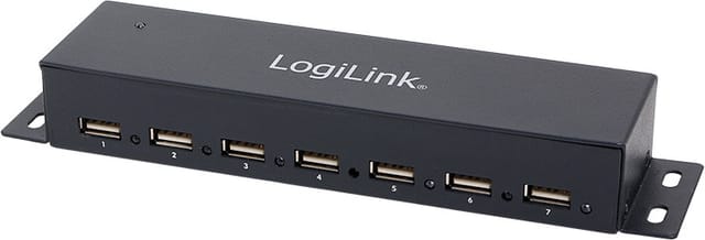 LOGILINK UA0148 - USB 2.0 Hub 7-Port mit Netzteil, Metall