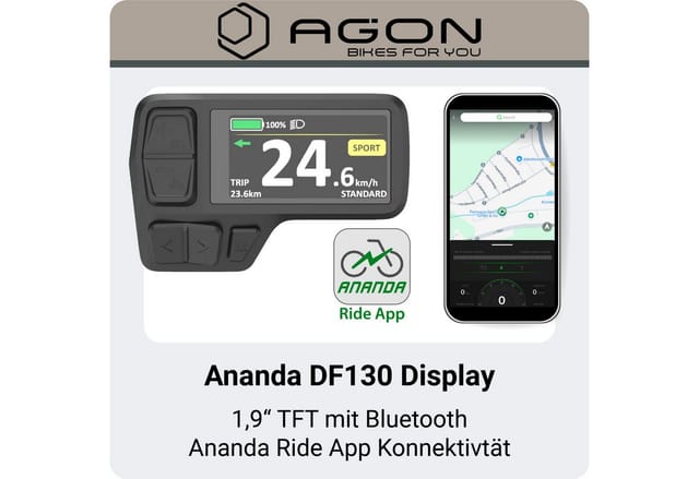 Agon Alpha E Bike Mountainbike Herren oder Damen 170 - 190 cm Pedelec 27,5 Zoll dunkelgrau