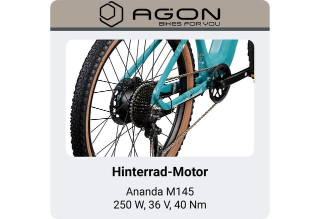Agon Alpha E Bike Mountainbike Herren oder Damen 170 - 190 cm Pedelec 27,5 Zoll türkisblau