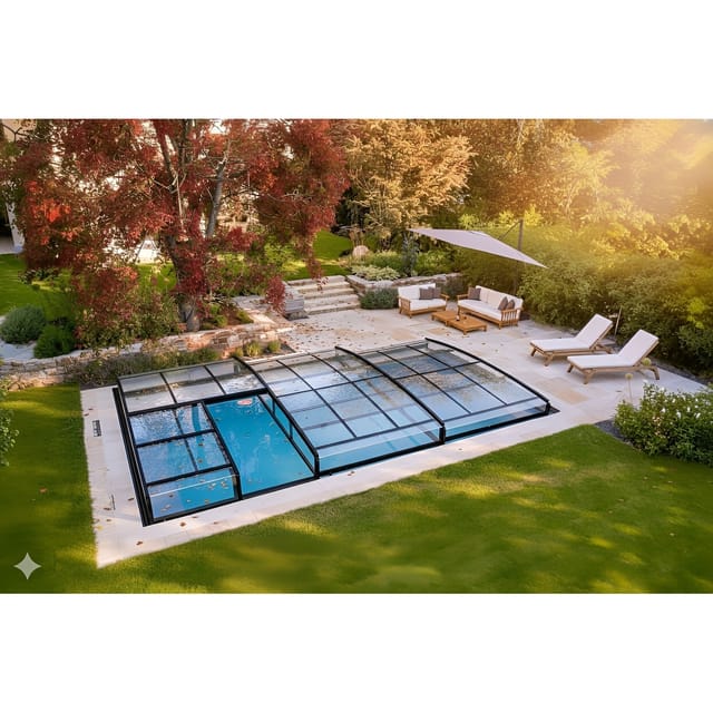 Poolüberdachung "Aqualina" aus Aluminium, ca. 10,99 x 4,26 x 1,05 m