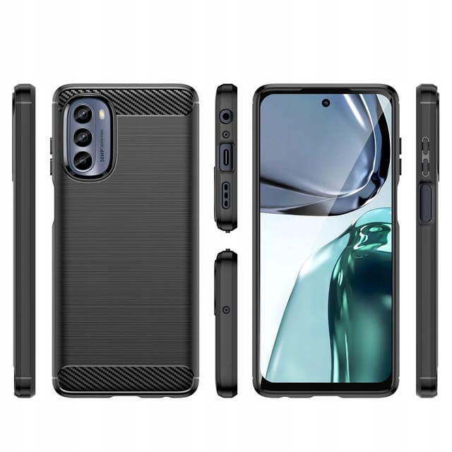 Hurtel Carbon Case for Motorola Moto G62 5G Flexible Silicone Carbon Cover Black