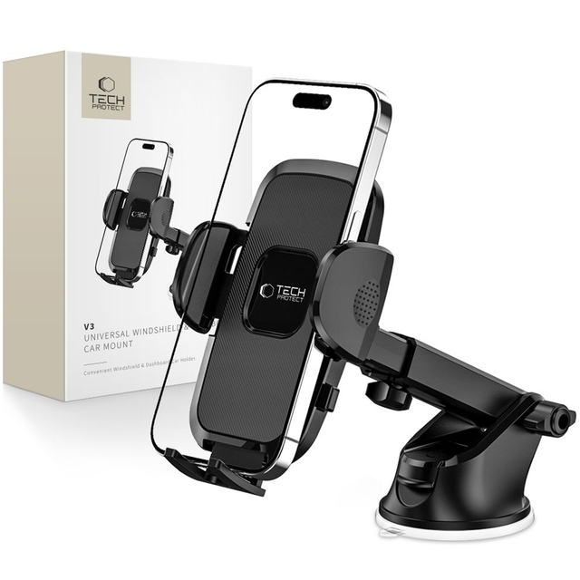 Tech-Protect V3 Car Phone Holder for Windshield / Cockpit - Black