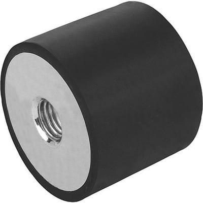 GUMMIPUFFER TYP C INNENGEWINDE M08, D=30, H=40, STAHL, KOMP:ELAST. NATURKAUTSCHUK SHORE 55A, SCHWARZ