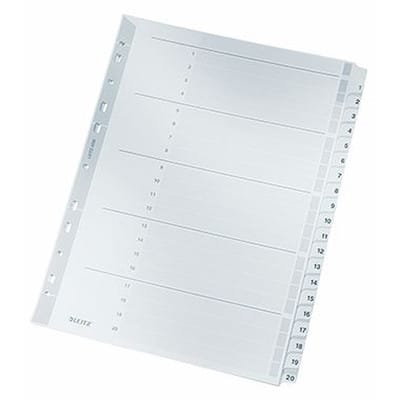 Register 43260000 DIN A4 1-20 volle Höhe 160g Karton grau