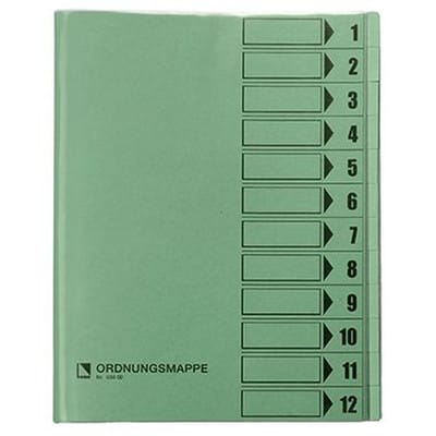Ordnungsmappe 083800GN DIN A4 12 Fächer PVC grün