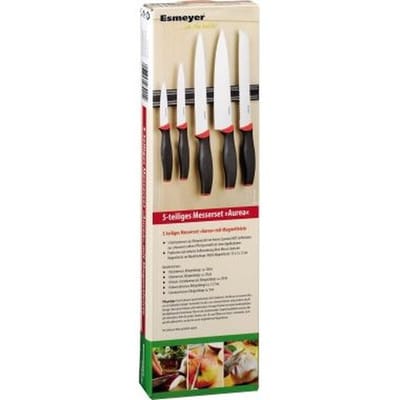 Messerset AUREA 291-423 5teilig Magnetleiste schwarz/rot