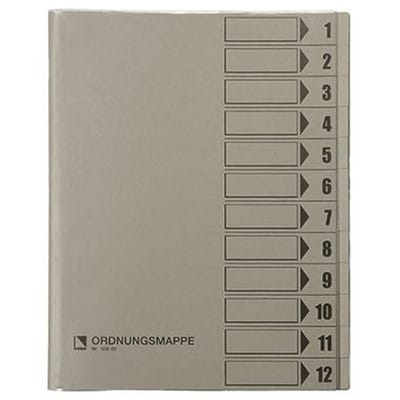 Ordnungsmappe 083800GR DIN A4 12 Fächer PVC grau
