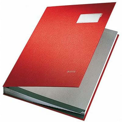 Unterschriftsmappe 57000025 DIN A4 20 Fächer Graupappe rot