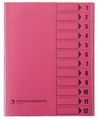 Ordnungsmappe 083800RS DIN A4 12 Fächer PVC rosa