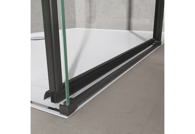 doporro Eckdusche Duschkabine Duschabtrennung schwarz ESG-Glas Nano-Beschichtung Rav19K, BxT: 100x70 cm, Einscheibensicherheitsglas, mit Schiebetür