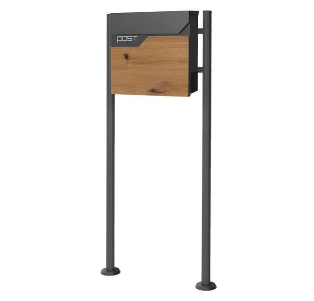 ML-DESIGN Standbriefkasten Briefkasten Postkasten mit Zeitungsfach, inkl. Standfuß, Briefkastenanlage mit Ständer Anthrazit 120cm Mailbox mit Pfosten