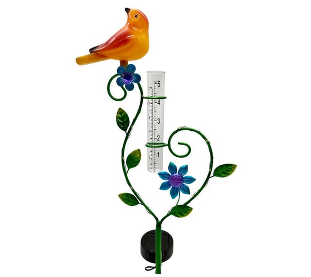 abc HOME Gartenstecker Vogel, LEDs, Solarpanel, Lichtsensor, 80 cm H Regenmesser