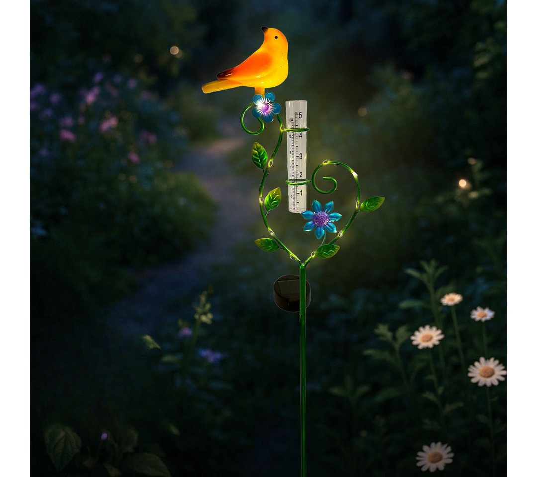 abc HOME Gartenstecker Vogel, LEDs, Solarpanel, Lichtsensor, 80 cm H Regenmesser Bild 3