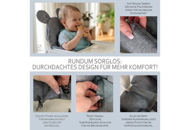 BambiniWelt by Rafael K. Hochstuhlauflage Sitzbezug Kissen Ersatzbezug kompatibel mit Ikea Hochstuhl Antilop M2, weich, waschbar, langlebig