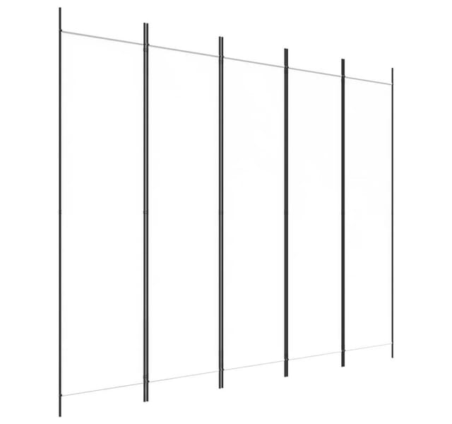 furnicato Raumteiler Paravent 250x200 cm Weiß mit Stoff und Eisen, 1-tlg.