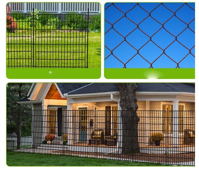 GarveeMore Metallzaun Garten Zaun10 Panels Kein Graben für Garten im Freien Patio