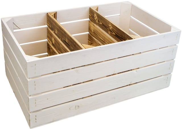 Allzweckkiste grosses Obstkistenregal "WILLI" weiß mit zwei Mittelbrettern geflamm (Spar-Set)
