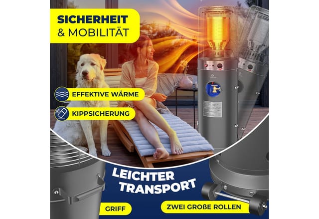 KESSER Heizstrahler Gasheizer KE12 Gas Heizpilz, Heizer für Terrasse & Garten 10 kW, 10000 W, Terrassenheizer Gasheizstrahler, Heizgerät inkl. Schutzhülle