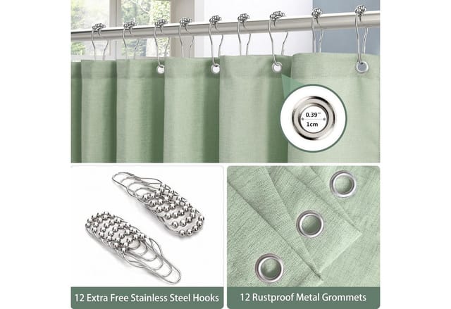 LuxusKollektion Duschvorhang Leinen Duschvorhang Metallringe Wasserdicht Anti Schimmel 182x214cm