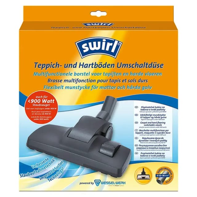 Swirl Bodendüse Swirl® Teppich- und Hartboden Umschaltdüse, Zubehör für Fast alle handelsüblichen Staubsauger mit rundem Staubsaugerrohr (außer VORWERK + DYSON). Miele, Siemens, Bosch, AEG, Philips, Kärcher, (Packung, 2-tlg)