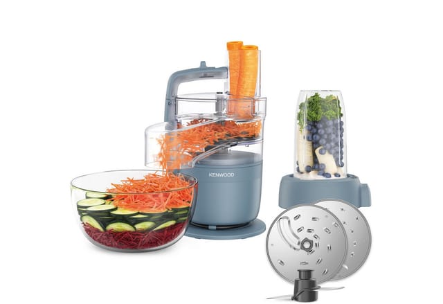 KENWOOD Küchenmaschine FDP23.380GY - Multipro Go, Express-Serve, 1,3 l Behälter, 900W, Blau, 900 W, 1,3 l Schüssel, Für Smoothies, zum Schneiden, Reiben, Pürieren und Teig Kneten