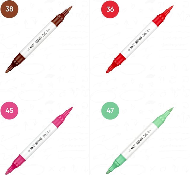 ART-X Marker Acryl Marker Set - 12 Farben, Doppelspitzen, Für Kreative & Künstler, (Doppelspitzen-Marker-Set, 12-tlg., 12 Farben, doppelseitig mit feiner und breiter Spitze), Wasserbasis, Ungiftig, Schnelltrocknend, Doppelseitig
