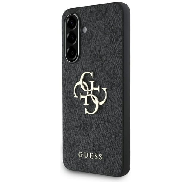 Guess Handyhülle Galaxy A56 Kunstleder grau Muster Logo goldfarbig 6,7 Zoll, Kantenschutz