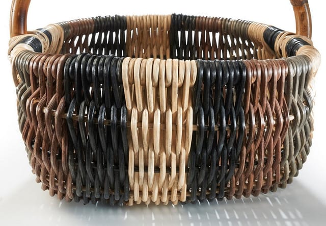 Kobolo Einkaufskorb Rattankorb Henkelkorb in multicolor hellbraun, 20 l