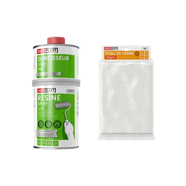 Soloplast - Pack-epoxidharz-typ R123 1 Kg - Glasgewebe Roving 300g M2