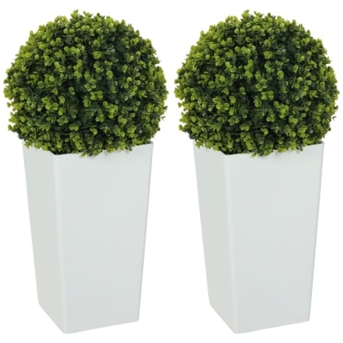 2er-set Künstliche Eukalyptuskugeln, Höhe 65 Cm, Ø 32 Cm, 330 Blätter, Aus Uv-beständigem Plastik, Mit Grünem Topf