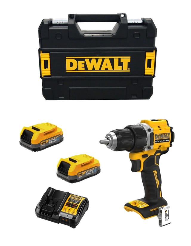 Schlagbohrschrauber Dewalt Dcd794e2t (2 X 1,7 Ah Powerstack + Dcb1104 + Tstak Ii)
