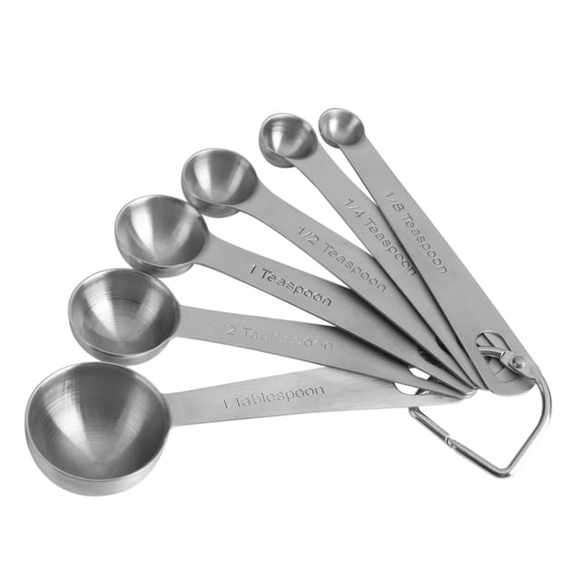 Set Mit 6 Messlöffeln Aus Edelstahl Für Trockene Und Flüssige Zutaten