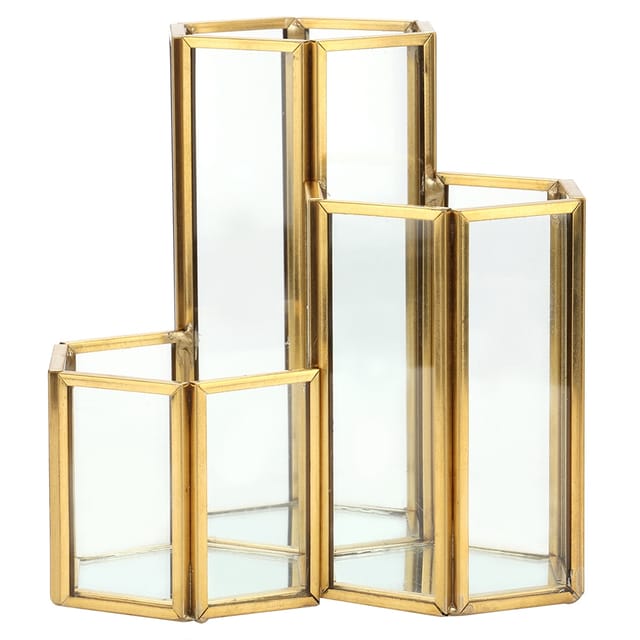 Stapelbarer Sechseckiger Stiftehalter Aus Glas, Schreibtisch-organizer Für Make-up-pinsel