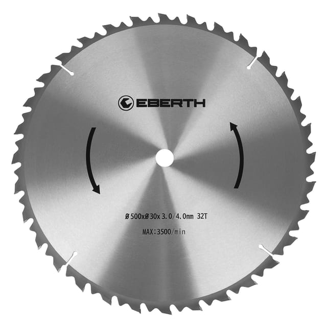 Kreissägeblatt Sägeblatt Kreissäge Blatt Aus Stahl Mit Hartmetall-zähnen Für Holz-schnitte (500mm Durchmesser, 30mm Bohrung, 3.0mm Blättstärke, 4.0mm Schnittbreite, 32 Zähne, Rpm Max. 3500) - Eberth