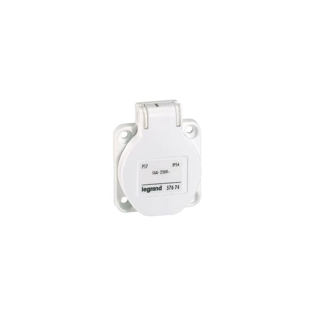 Legrand 057674 Platzsparende Steckdose P17 Mit Haushaltsbelegung, Ip54, 16 A – 250 V – Weiß